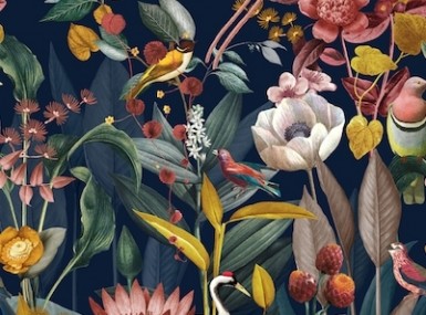 Vorschaubild christian fischbacher tapete kotori blue 219190 detail