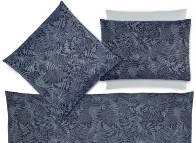 Christian Fischbacher Bettwäsche Farn Jacquard dunstblau
