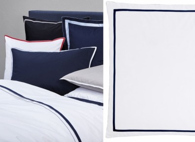 Christian Fischbacher Bettwäsche Precision Satin weiß nachtblau