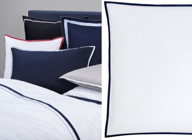 Christian Fischbacher Bettwäsche Proportion Satin weiß nachtblau