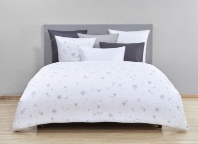 Christian Fischbacher Bettwäsche Schneeflöckli Satin weiß