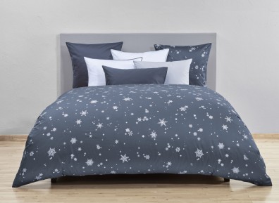 Christian Fischbacher Bettwäsche Schneeflöckli Satin anthrazit