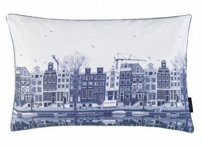 Christian Fischbacher Nederlands Dekokissen Bezug blau weiß