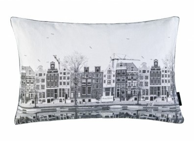 Christian Fischbacher Nederlands Dekokissen Bezug grau weiß