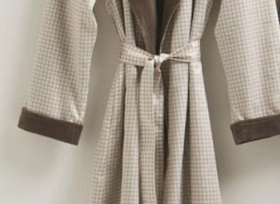 Christian Fischbacher Damen Bademantel Pied de Poule beige